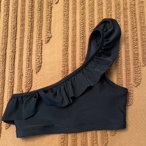 Black one shoulder ruffle bikini top
